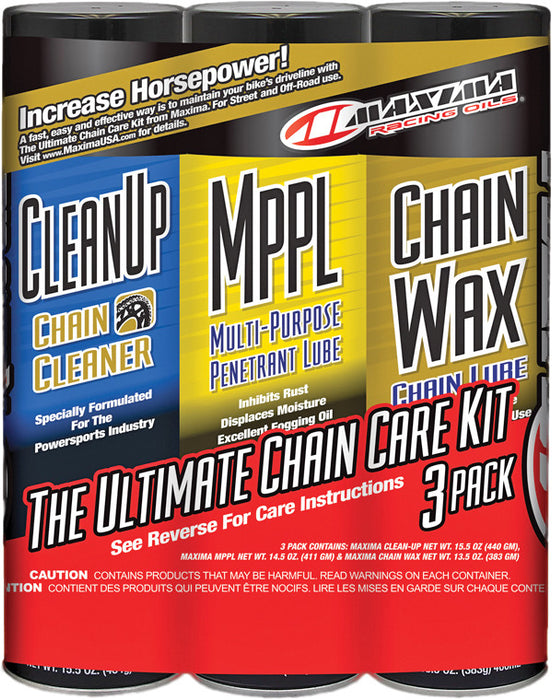 Maxima 70-749203-3PK Chain Wax Ultimate Chain Care Aerosol Combo Kit, (Pack of 3)