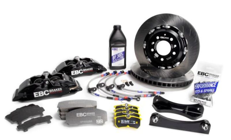EBC Racing 12-17 Fits Ford Fiesta St (Mk7) Black Apollo-4 Calipers 330mm Rotors Front Big Brake Kit BBK007BLK-2
