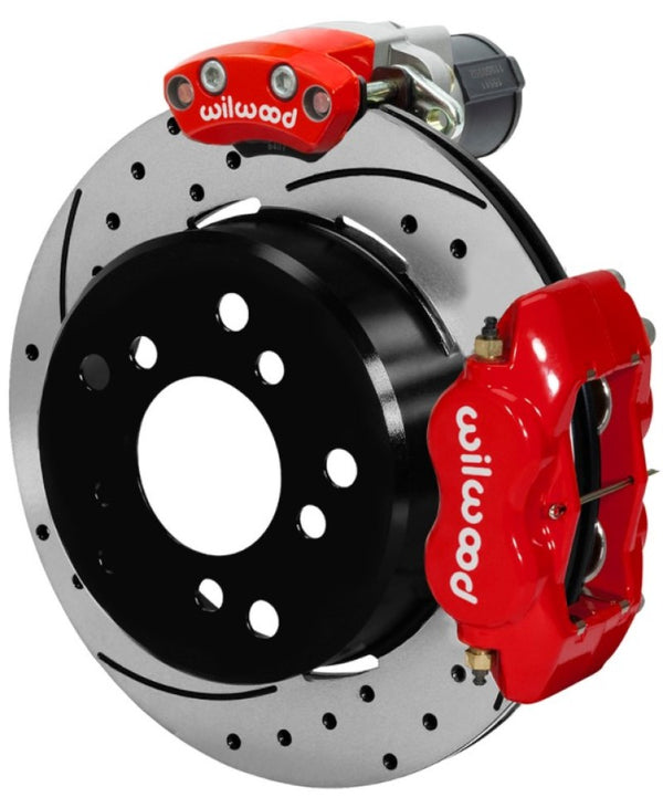 Wilwood Forged Dynalite Rear Electronic Parking Brake Kit Red Powder Coat Caliper D/S Rotor 140-16138-DR