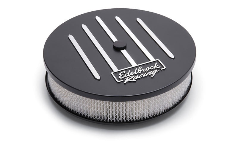 Edelbrock Air Cleaner Racing Series Round Aluminum Top Cloth Element 14In Dia X 3 125In Dropped Base 41663