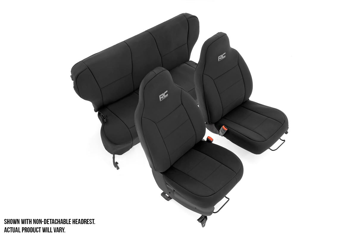 Rough Country Seat Covers Detachable Headrest Fr & Rr Fits Jeep Cherokee Xj (97-01) 91023