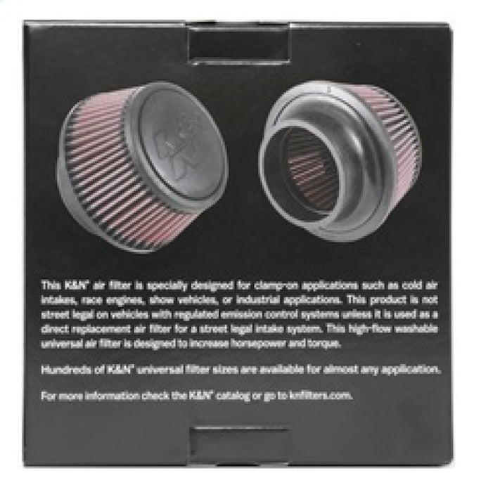 K&N Universal Round Clamp-On Air Filter 3in Flange ID x 6in Base OD x 4.625in Top OD x 3in Height RU-5288