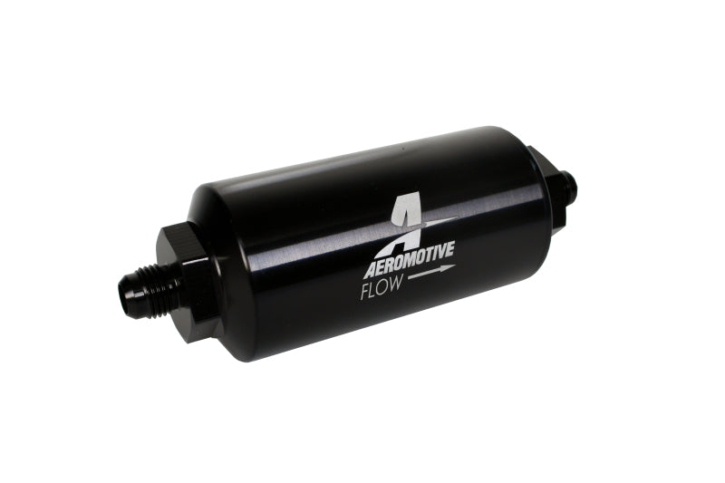 Aeromotive In-Line Filter (AN-6 Male) 10 Micron Microglass Element Bright Dip Black Finish 12345