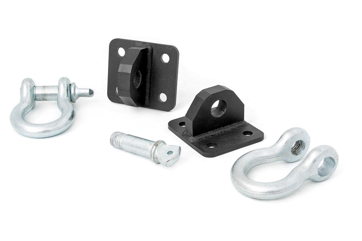 Rough Country D Ring Shackles And Mounts Tj Stubby Xj Winch Fits Jeep Cherokee Xj (84-01)/Wrangler Tj (97-06) 1058