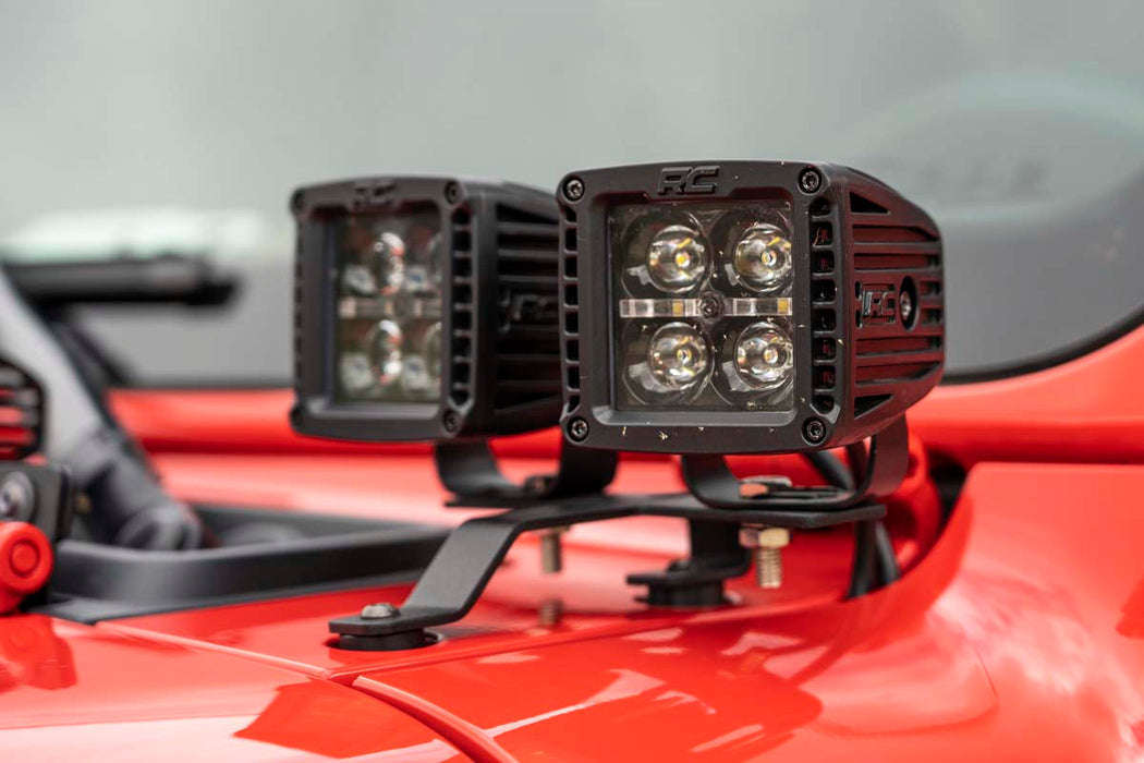 Rough Country compatible with Jeep Quad Led Light Pod Kit Black Series (18-21 Jl 20-21 Gladiator) 70822