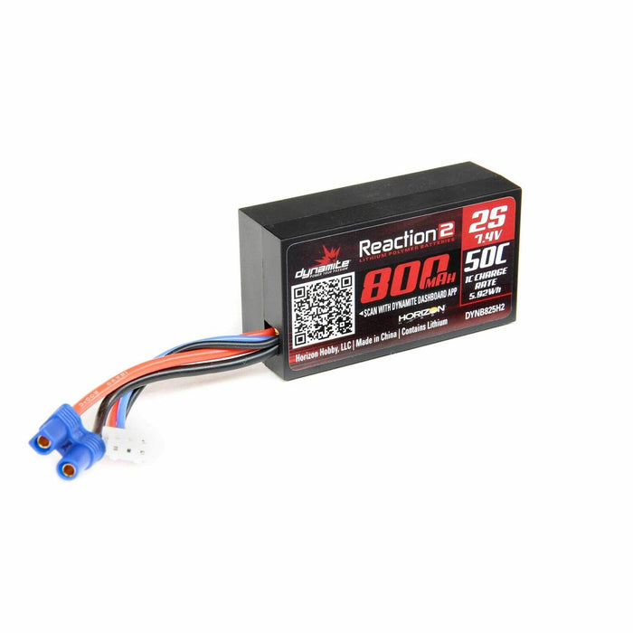 Dynamite 7.4V 800mAh 2S 50C Hardcase LiPo Battery EC2 DYNB825H2 Car Batteries &