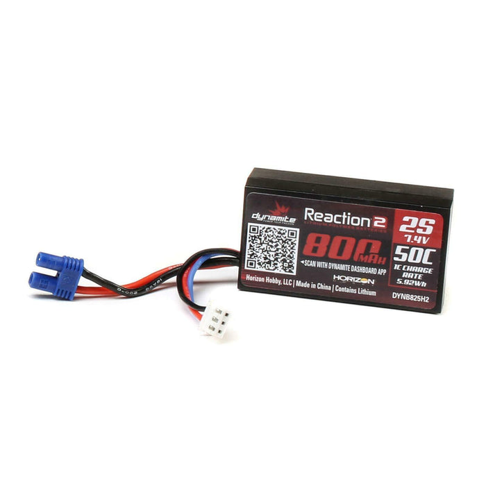 Dynamite 7.4V 800mAh 2S 50C Hardcase LiPo Battery EC2 DYNB825H2 Car Batteries &