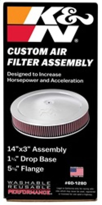 K&N 14in Red Custom Air Cleaner Assembly 5.125in ID x 14in OD x 2.75in H x 1.25in Drop Base 60-1280