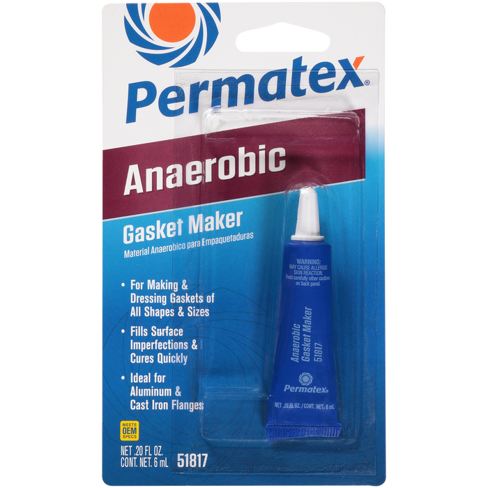 Permatex 51813 Anaerobic Gasket Maker, 50 ml Tube , Red, Packaging may vary.