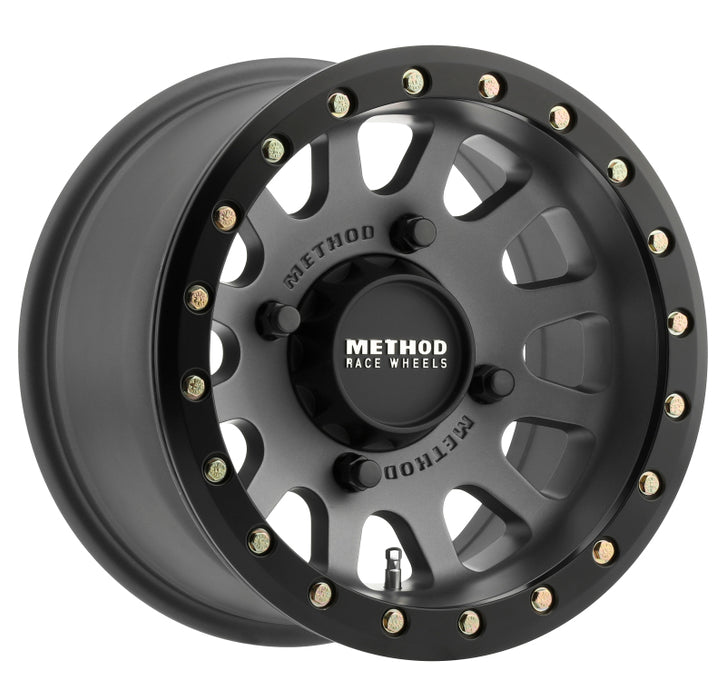 Method MR401 UTV Beadlock 15x7 / 4+3/13mm Offset / 4x156 / 132mm CB Titanium Wheel- Matte Black Ring MR40157046843B