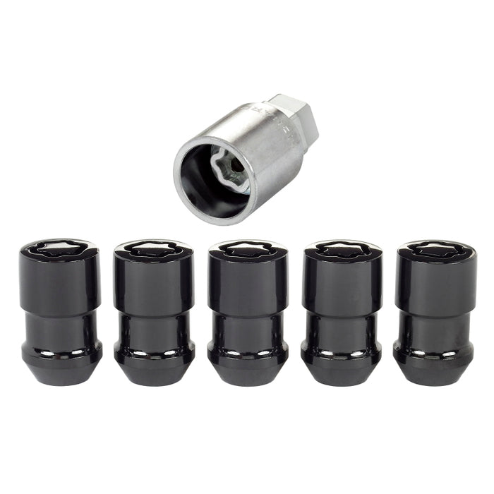 McGard Wheel Lock Nut Set 5pk. (Cone Seat) 1/2-20 / 3/4 &13/16 Dual Hex / 1.46in. Length Black 24548