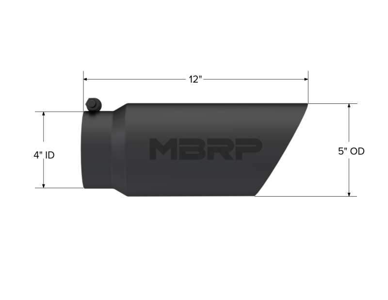 MBRP Universal Tip 5 O.D. Dual Wall Angled 4 inlet 12 length Black Finish T5053BLK