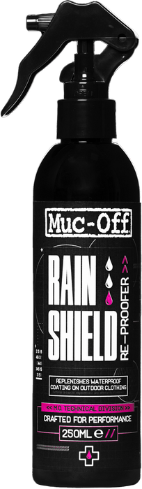 Muc-Off Rain Shield Re-Proofer, 8.5 fl oz - Waterproofing Spray for Outdoor and Technical Clothing - DWR Spray for Jackets and Coats