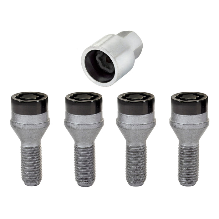 McGard Wheel Lock Bolt Set 4pk. (Cone Seat) M12X1.5 / 17mm Hex / 25.5mm Shank Length Black 27178