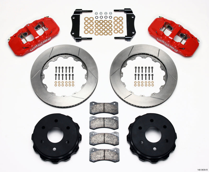 Wilwood AERO4 RearTruck Kit 14.25in Red 1999-2010 GM 1500-SUV 2 Piston OE Caliper 140-9838-R