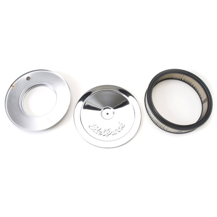 Edelbrock Air Cleaner Pro-Flo Series Round Steel Top Paper Element 10In Dia X 3 5In Chrome 1208