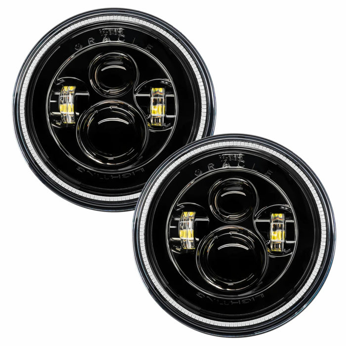 Oracle 7in High Powered LED Headlights Black Bezel Amber SEE WARRANTY 5769-005