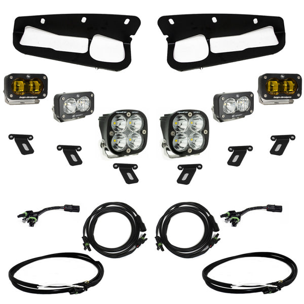 Baja Designs 21-22 Fits Ford Bronco W/Steel Bumper S2 SAE Sportsmen Fog Pkt Light Kit W/Upfitter Amber 448178UP