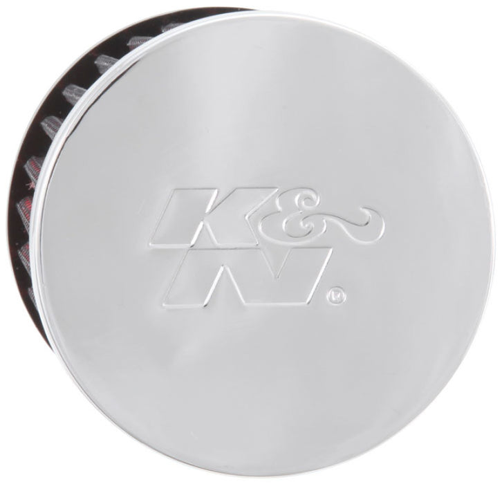 K&N Rubber Base Chrome Top Push-In Crankcase Vent Filter 3in OD x 2-1/2in H. 62-1490