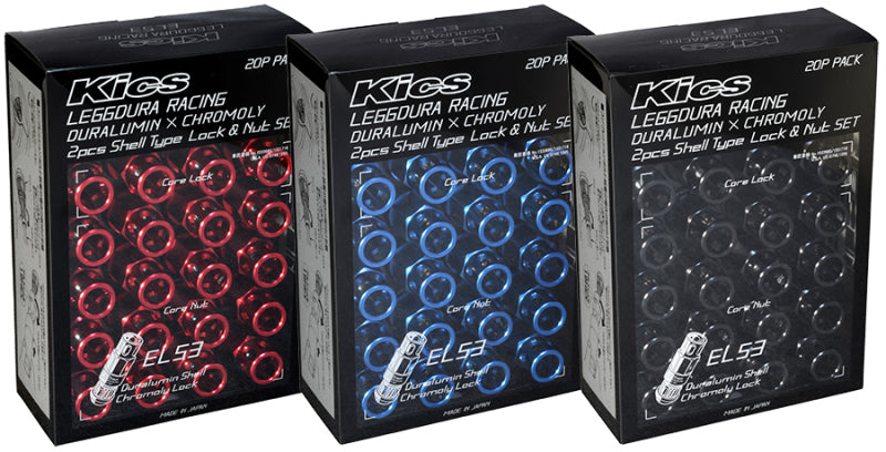 Project Kics Leggdura Racing 53mm EL53 Shell Type Lug Nut 16 Pcs + 4 Locks 12X1.50 Black WEL5311K