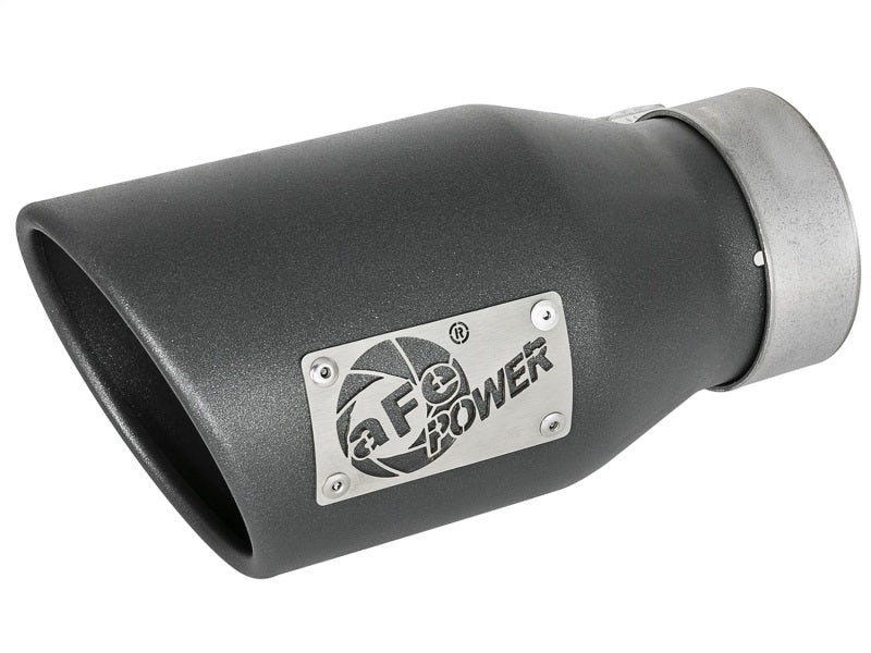 aFe MACH Force-Xp 3in 304 SS Metallic Black Exhaust Tip 3in In x 4-1/2in Out x 9in L Bolt-On Left 49T30452-B091