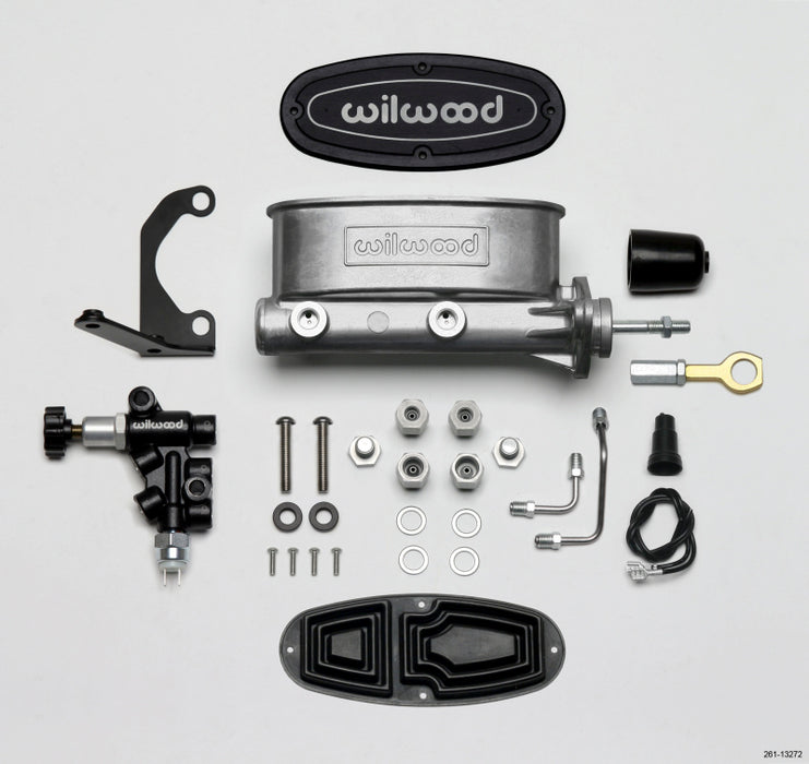 Wilwood HV Tandem M/C Kit w L/H Bracket & Prop Valve 7/8in Bore-W/Pushrod Early Mustang 261-13272