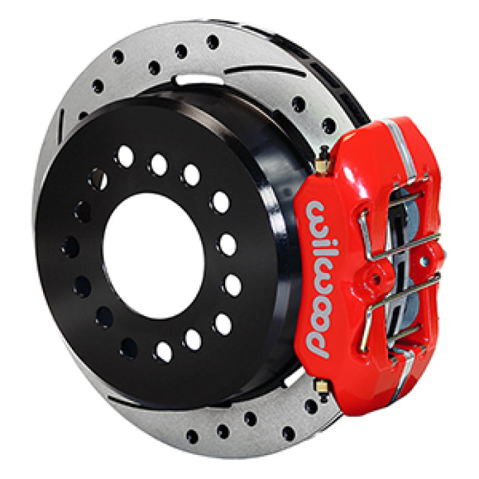 Wilwood Dynapro 12 Bolt Low-Pro Rear Kit w/ E-Brake 11in Drilled & slotted / 2.75-2.81in off Red 140-14400-DR