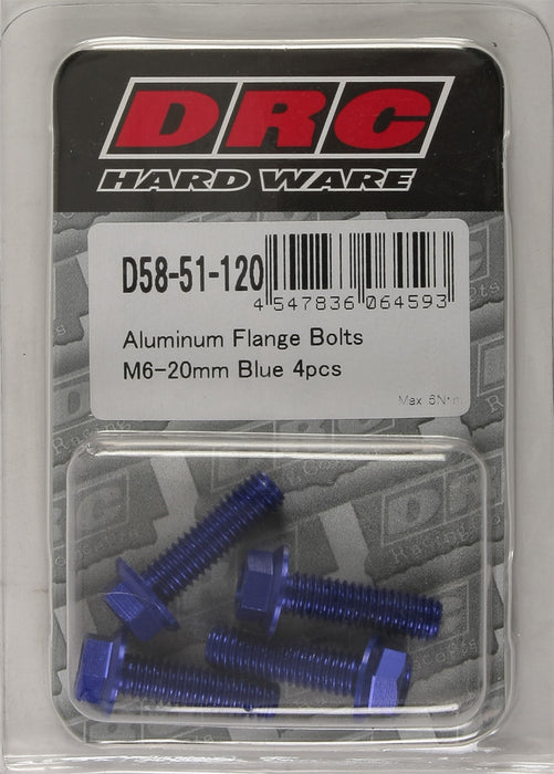 DRC Aluminum Flange Bolts Blue 6x20mm 4 Pack D58-51-120