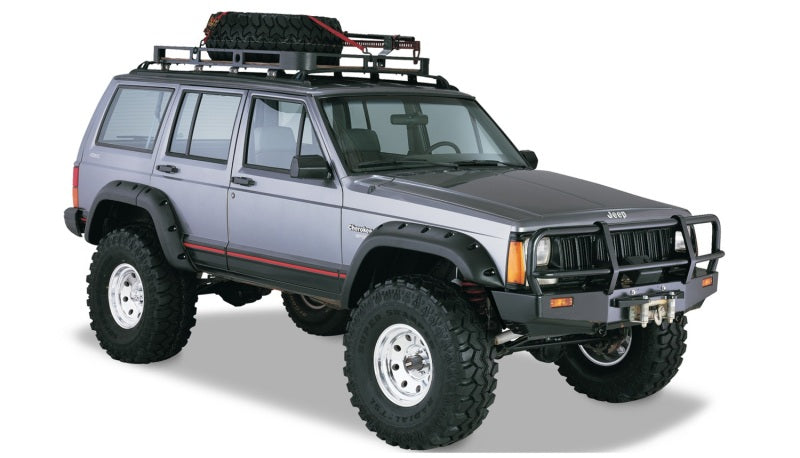 Bushwacker 84-01 compatible with Jeep Cherokee Cutout Style Flares 4pc Fits 4-Door Sport Utility Only Black 10911-07