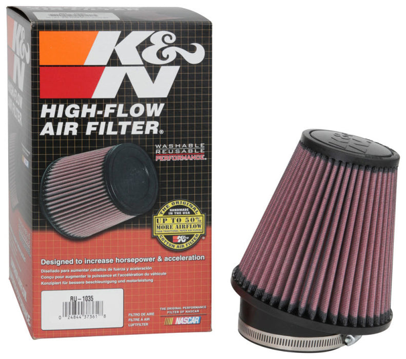 K&N Filter Universal Rubber Filter 3 1/2 inch 10 Degree Flange 5 3/4 inch OD 6 inch Height RU-1035