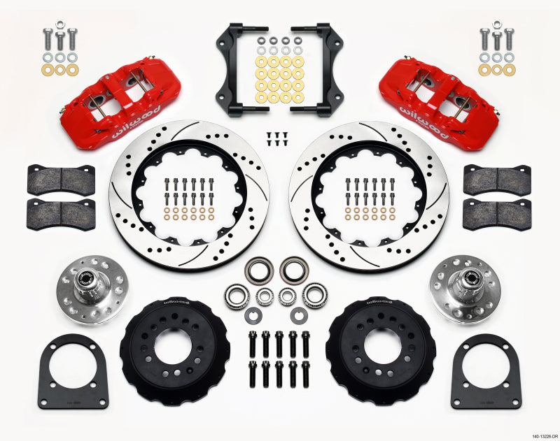 Wilwood AERO6 Front Hub Kit 14.00in Drill Red TCI-IFS 71-78 (Pinto Based) 140-13226-DR