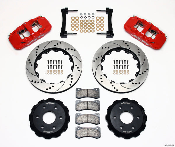 Wilwood AERO6 Front Truck Kit 14.25in Drill Red 1999-2014 GM Truck/SUV 1500 140-9789-DR