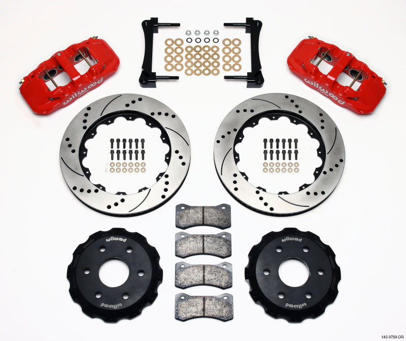 Wilwood AERO6 Front Truck Kit 14.25in Drill Red 1999-2014 GM Truck/SUV 1500 140-9789-DR