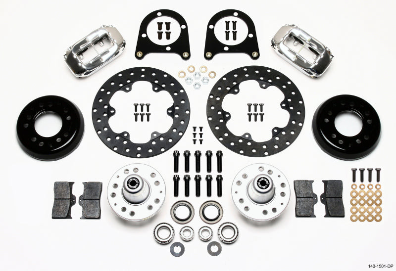 Wilwood Forged Dynalite Front Drag Kit Drilled Polished 37-48 Ford Psgr. Car Spindle 140-1501-DP