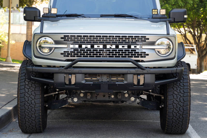 DV8 Offroad 21-22 Ford Bronco Factory Front Bumper Licence Relocation Bracket Front LPBR-01