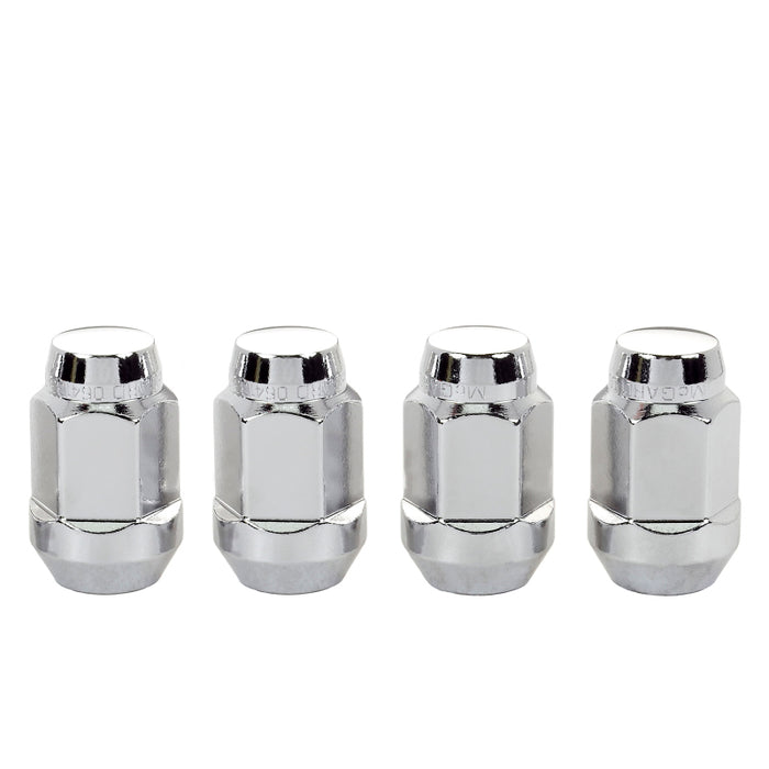 McGard Hex Lug Nut (Cone Seat Bulge Style) M14X1.5 / 22mm Hex / 1.635in. Length (4-Pack) Chrome 64073