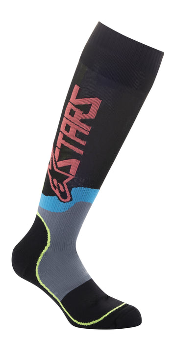 Alpinestars Youth Mx Plus-2 Socks Black/Yellow Fluo/Coral Md/Lg (4741920-1534-M/L)