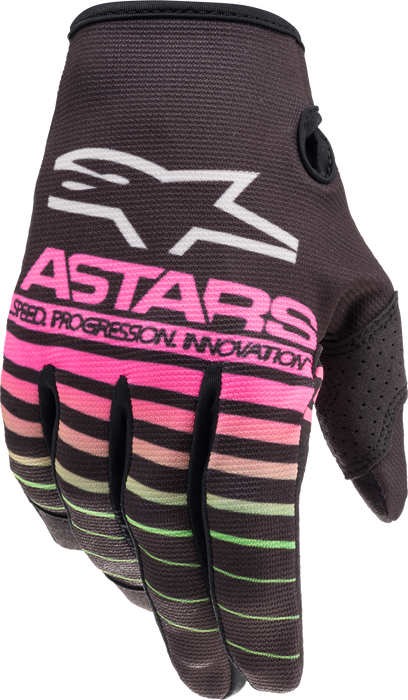 Alpinestars Youth Radar Gloves Black/Green Neon/Pink Fluo Lg (3541822-1669-L)