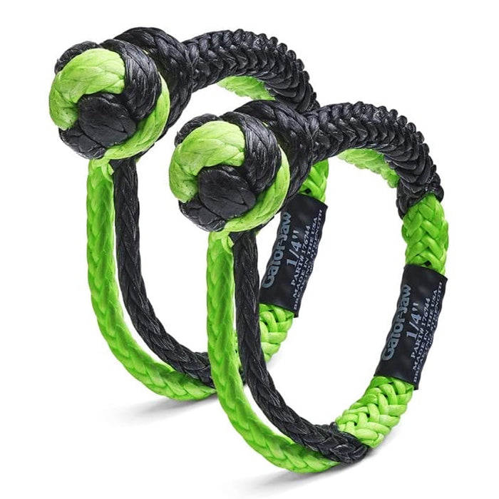 Bubba Rope 176744 Synthetic Shackle Mini Gator-Jaw 1/4" Breaking Strength of 11,000 lb. with Plasma in Green and Black, Ideal for ATV, UTV, Personal Water Craft and Power Sport Equipment – PAIR (2)