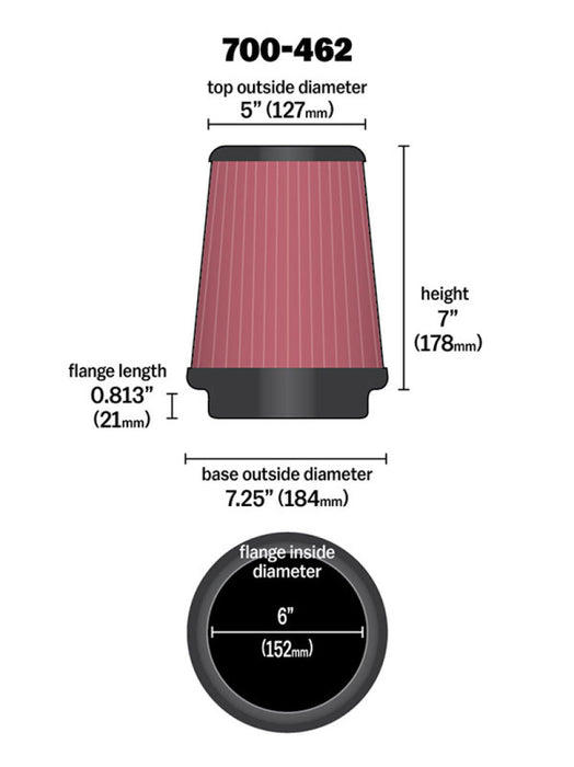 Airaid Universal Air Filter Cone 6 x 7-1/4 x 5 x 7 700-462