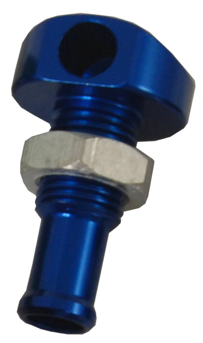 Blowsion Billet Thru-Hull Water Fitting Blue 3/8" 90 Deg. 04-03-002