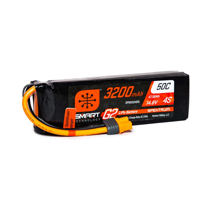 Spektrum SMART 3200mAh 4S 14.8V Smart G2 LiPo 50C IC3 SPMX324S50 Airplane Batteries