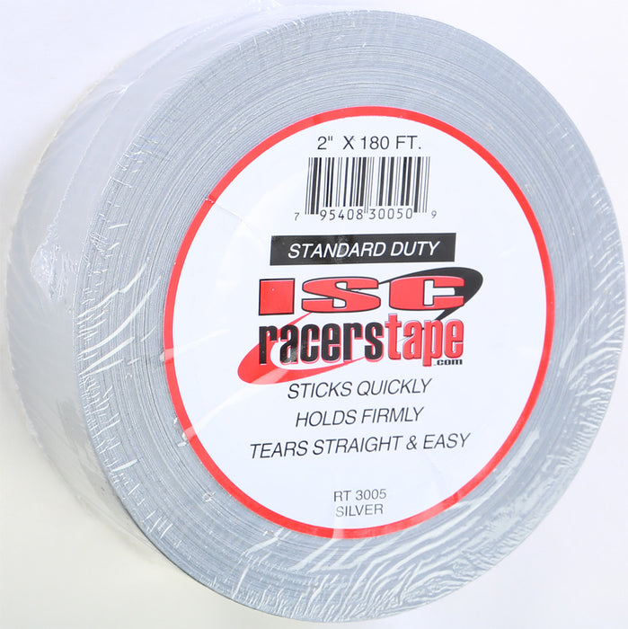 ISC RT3005 Standard-Duty Racer's Tape Roll, 180' Length x 2" Width, Silver (Case of24)