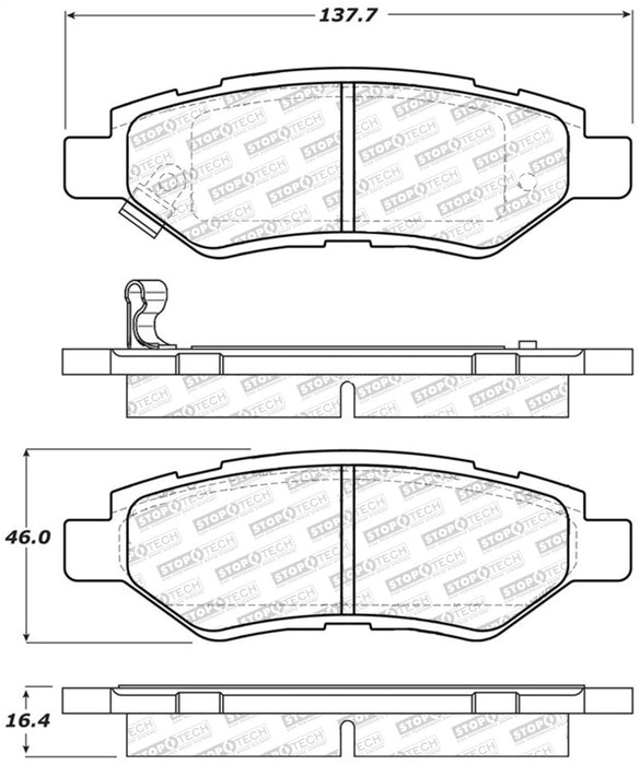 StopTech Street Select Brake Pads w/Hardware Rear 305.1337