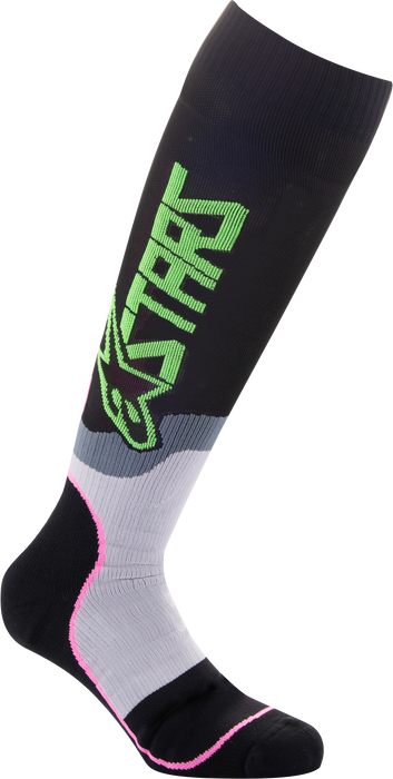 Alpinestars Mx Plus-2 Socks Black/Green Neon/Pink Fluo Sm (4701920-1669-S)