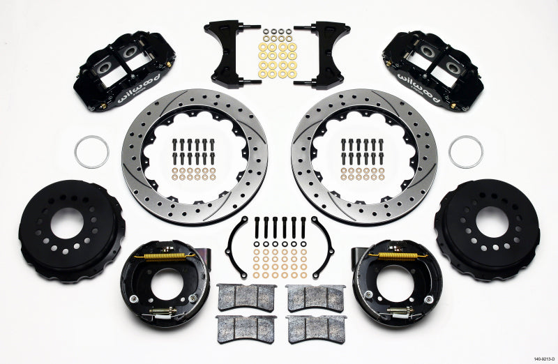 Wilwood Narrow Superlite 4R Rear P-Brk Kit 12.88in Drilled Chevy 12 Bolt w/ C-Clips 140-9213-D