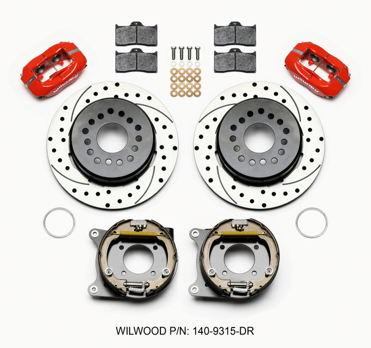 Wilwood Forged Dynalite P/S Park Brake Kit Drilled Red 12 Bolt 2.75in offset Staggered Shock 140-9315-DR