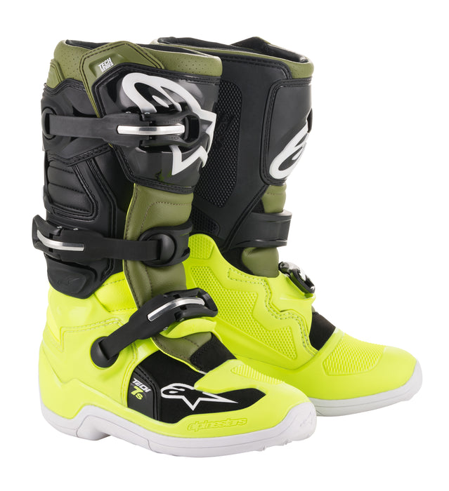 Alpinestars Youth Tech 7S Boots Yellow/Military/Black Sz 07 2015017-5561-7