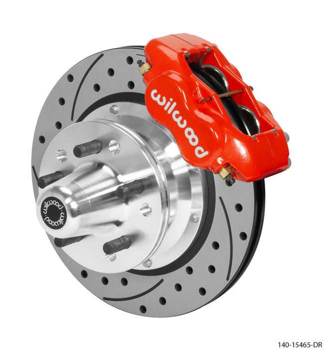 Wilwood Forged Dynalite Pro Series Front Brake Kit Red Caliper 11.00in SRP Drilled & Slotted Rotor 140-15465-DR