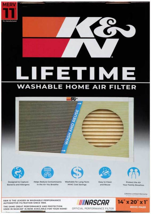 K&N HVAC Filter 14 x 20 x 1 HVC-11420